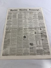RARE 1858 Boston Evening Transcript Original Newspaper – Pre Civil War Antique picture