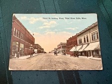 VINTAGE THIRD ST. WEST POSTCARD -THIEF RIVER FALLS, MINNESOTA MN- picture