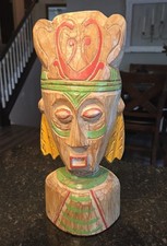 Vintage Tribal Bali Wood Mask Carving Folk Art Large  16