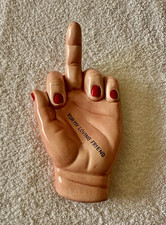 Vintage…Ceramic Hand Figurine Middle Finger Red Nails 