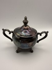 Vintage Wm Rogers Silverplate Covered Sugar Bowl Lidded Eagle Star Mark Footed picture