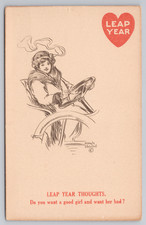 1911 Leap Year Postcard Etching by G. Rexer Brill Automobile Humor H.M. Rose picture