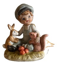 Vintage LEFTON 1930's Boy with Pets Rabbit Squirrel FIGURINE #2429 picture