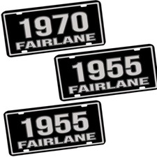 Old School Fairlane Muscle Car 1955-1970 Black Silver Metal License Plate picture