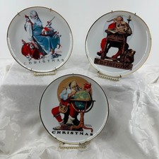 Norman Rockwell Collector Plates Set 3 Christmas Saturday Evening Post Excellent picture