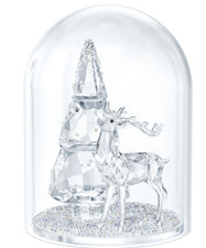Swarovski Bell Jar Pine Tree & Stag Crystal Christmas 5403173 New Box 6 inch picture