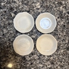 4 Old Vintage Johnson & Bros White/Beige Ironstone BUTTER PATS  Stained Crazed picture