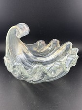 VTG Murano Ercole Barovier Toso Iridescent Italian Art Glass Conch Bowl 1940's picture