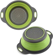 2-Pack Collapsible Colander Set w/Base/Handles, Small Round Strainer for Kitchen picture