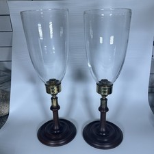 Vtg Colonial Williamsburg Reproduction Hurricane Candleholders CW 16-80 Set of 2 picture
