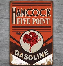 Hancock Five Point Gasoline 18 x 12 Retro Novelty Metal Sign Made In USA New picture