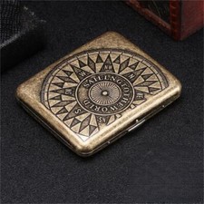 Pockets Vintage Metal Lucky Compass Cigarette Case Storage Box Men Engraving 20s picture