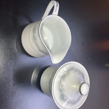 VTG Style House Fine China Duchess Creamer & Sugar BowL W/Lid + đź§‚Pepper Shakers picture