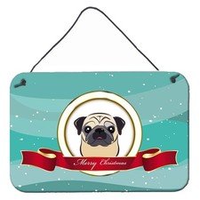 Caroline's Treasures BB1572DS812 Fawn Pug Merry Christmas Metal Sign 8x12 picture