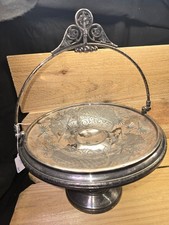 Antique Rogers Smith & Co New Haven 1841 Silverplate Bride Basket Birds ~9