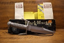 Buck Knives Vintage 1987 BuckMaster 184 Survival Knife W/ ORIG BOX ETC VERY RARE picture