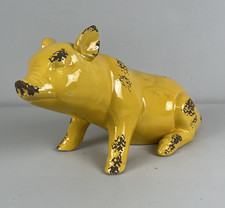 Vintage Yellow Pig Piggy Ceramic Figurine Figure picture