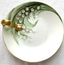 Antique T&V Limoges France Longchamps Nappy Dish Lily of the Valley Mint picture