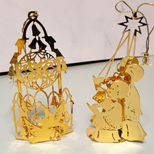 Vintage Danbury Mint 1986 Gold Christmas Ornaments – 2-Piece Lot picture