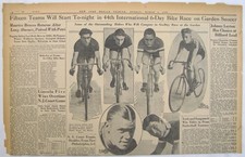 Vintage 1928 NYC Madison Square Garden Bicycle Bike Race Newspaper picture