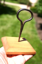 Rare, Unusual, Very Old Hand-Forged Iron Tether Ring, Display or Drive-In Re-Use picture