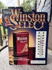 Vintage 1992 Winston Select Cigarettes Metal Tin Tacker Thermometer Eagle Sign picture