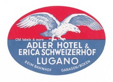 x4122 Adler Hotel & Erica Schweizerhof LUGANO luggage label suitcase sticker picture