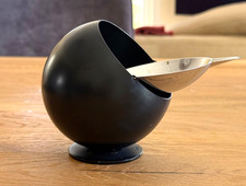 1970s Space Age Ashtray Large Ball F.W. Quist West Germany in black and chrome picture