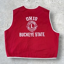 Vintage 1970s Champion Ohio Buckeye State LIONS CLUB Vest XL Jacket Red picture