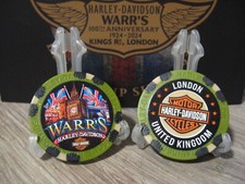 Warr's Harley Davidson Poker Chip - Big Ben - London, England - Olive Black Tan picture
