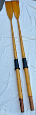 VINTAGE Handmade Montague Ted Shea Wooden Oars 82” Leather Copper Wrapped Bottom picture