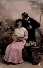 C1907 Edwardian  RPPC Romantic Studio Portrait, Excellent Unposted Cond. RP127a picture
