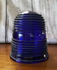 Vintage Westinghouse Cobalt Blue Airport Runway Light Cover Lens Pressed Glass picture