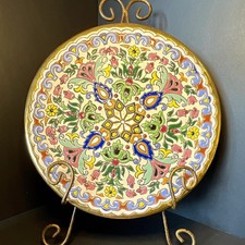 BIG 11” Vntg Sevilla Spain Hand Made Stunning Wall Art Plate 24K Gold &Enameled picture