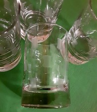 Libbey Glasses Windsor Cut Cubist Etched Squares Set of 4 Juice MCM Retro GLAM picture
