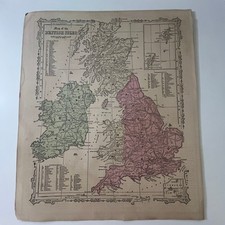 An Antique Map Of The British Isles 1866 Original Atlas Map SV27-4 picture
