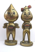 Super rare 1950's ESSO Oil Drop Girl Vintage Statue Set of 2 WOLFSHEAD Vintage picture