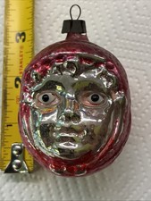 Antique German Mercury Glass Christmas Ornament, Red Riding Hood, Glass Eyes picture