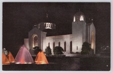 Saint Sophia Cathedral Los Angeles Night View Postcard 1950s Byzantine Style picture