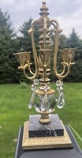 40s 50s Vintage Art Deco Dilly MFG Co Brass on Marble Six Arm Candelabra 12
