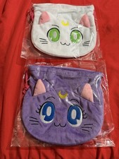 Sailor Moon Luna & Artemis Face Pouches New With Tags Japan picture