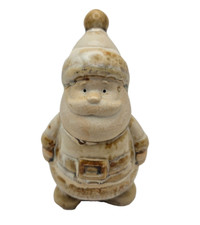 Santa Figurine - Pottery Glazed Brown Speckled Earthenware Style Santa Clause picture