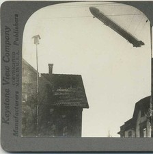 Zeppelin Over German Town, c1910, Lower Valley of the Rhine, Aviation picture