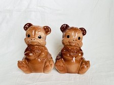 2 Vintage GILNER Pottery 7” Ceramic Bears-Piggy Bank and Figurine-Marked “G-505” picture