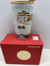 Starbucks  Mermaid Princess Ceramic Tumbler New Open Box 12 Ounce picture