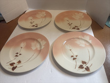 4 Vintage Syracuse China Madam Butterfly Airbrushed Rose Dinner Plates 9.75