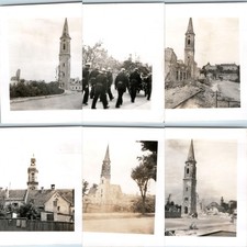 x6 LOT c1940s European Church Tower Ruins War Damage Snapshot Photos Germany Vtg picture
