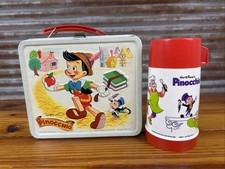 Vintage Disney PINOCCHIO Lunchbox 1971 Lunch Box & Thermos AMAZING Condition picture
