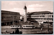 Darmstadt RPPC Germany White Tower Street Scene Tram c1950s Real Photo Postcard picture