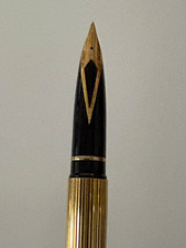 Gold Tone Ribbed Shaeffer  Targa Metal Fountain Pen, Hooded Gold Nib picture